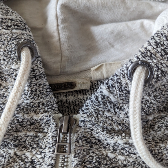 Miss Me Women's White/Gray Hooded Jeweled Zip Up Hoodie Size Large - Picture 12 of 14
